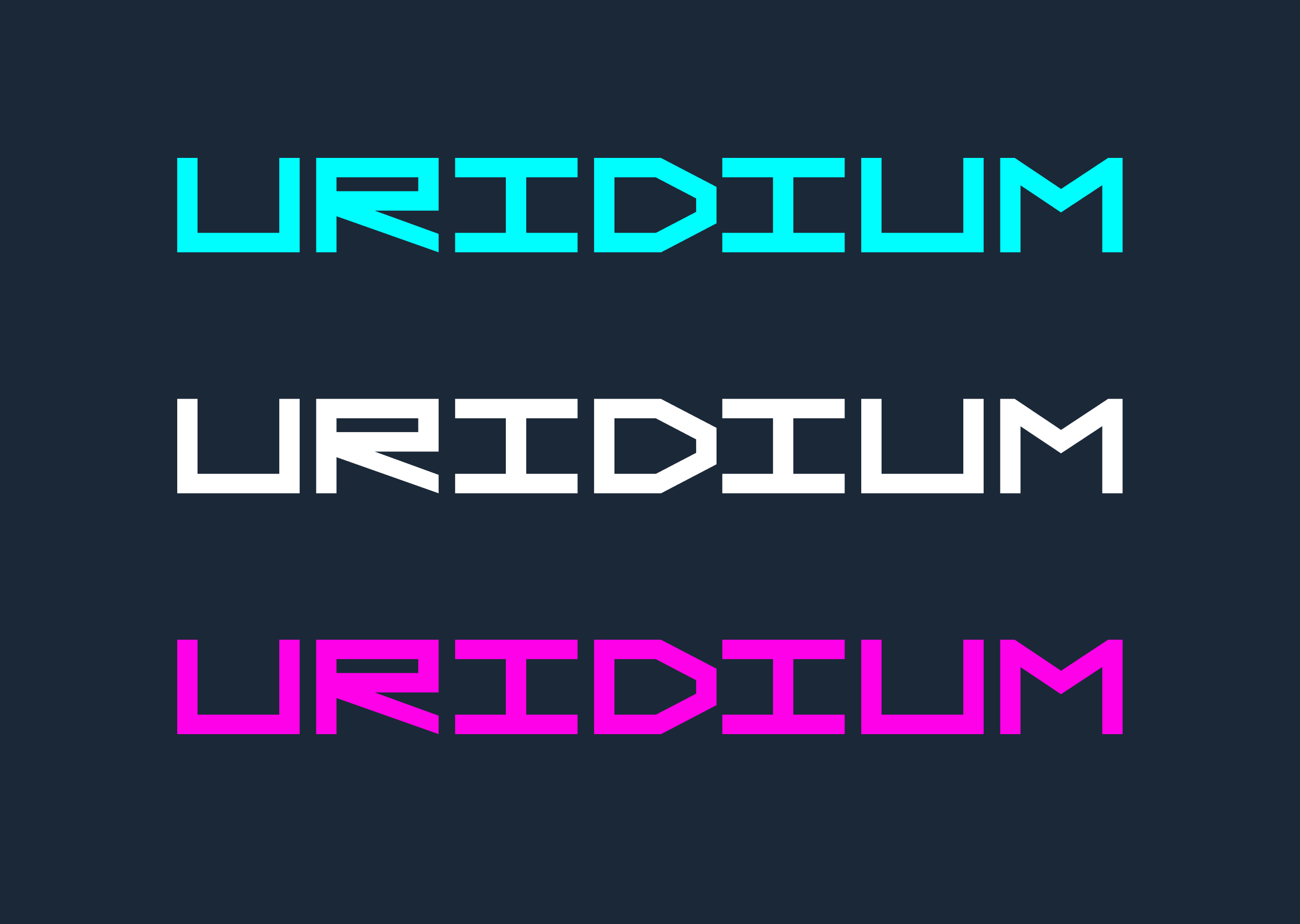 Uridium wordmark in three colourways