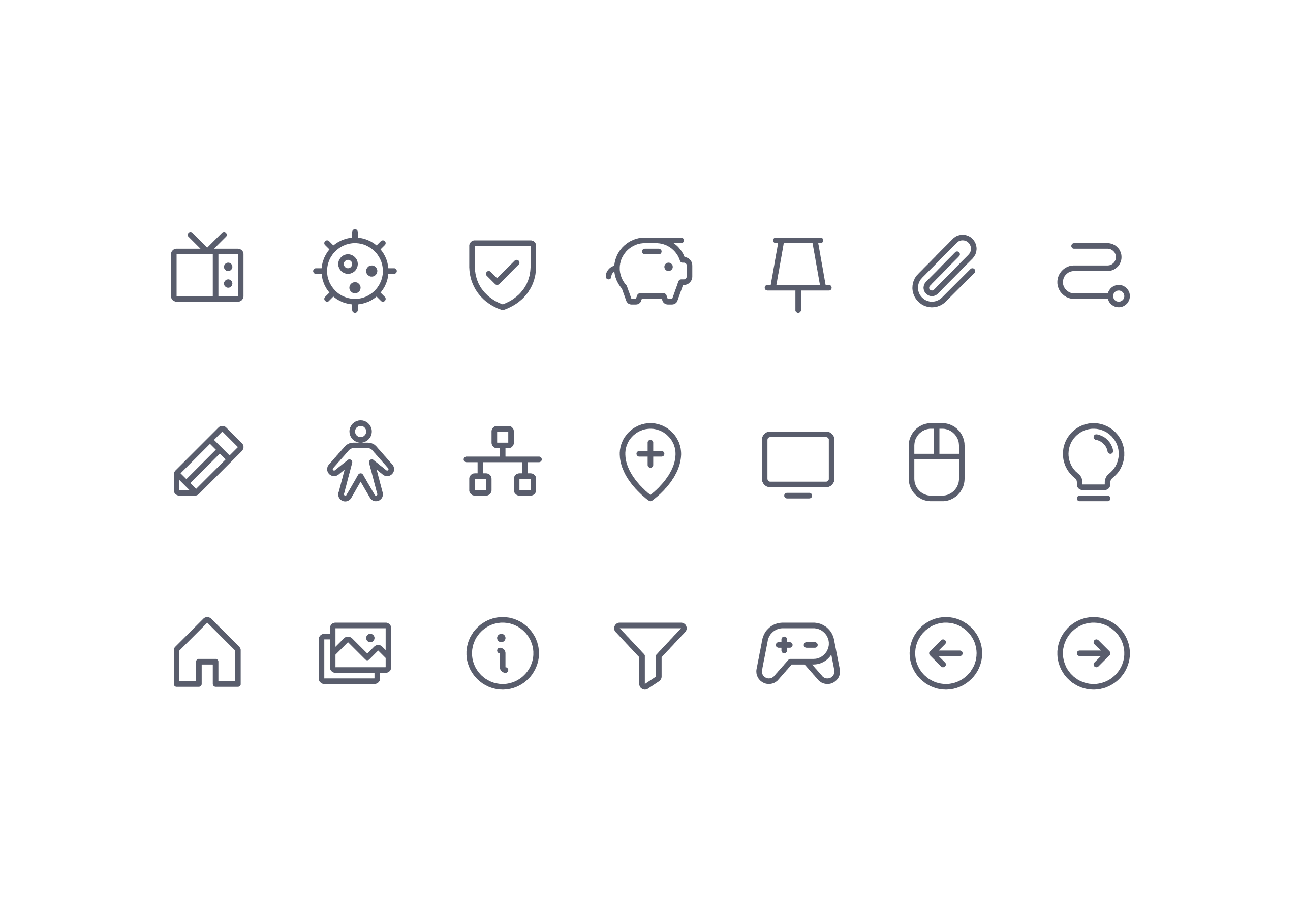 The Atlas line-icon set — a consistent 24-glyph system for the interface